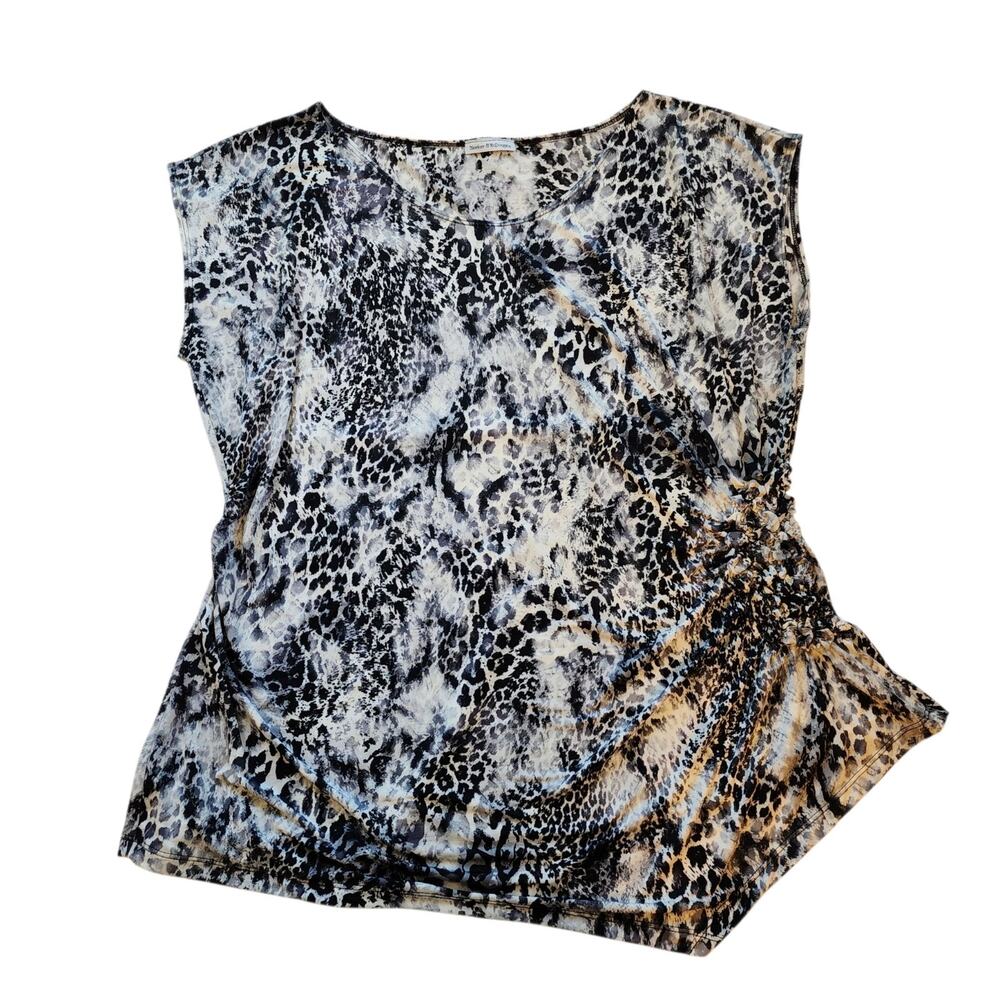 Bleeker & McDougal Womens Top Size 1X Pullover Short Sleeve Ruche Blouse Stretch